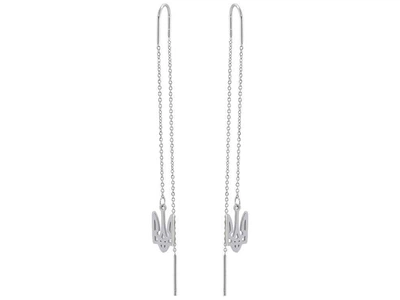 Сережки XUPING TTM Stainless Steel колір Родій протяжки "Герб України" (161754)