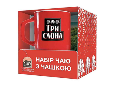 Набір ТРИ СЛОНА 150 пакетиків Чай 2г + чашка