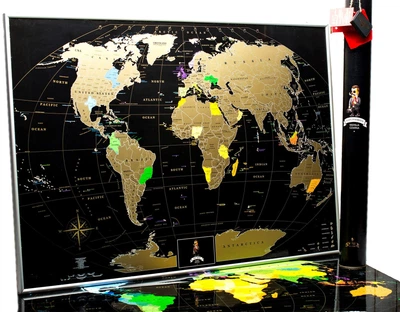 Скретч карта мира My Map Black edition ENG в раме Metal Silver
