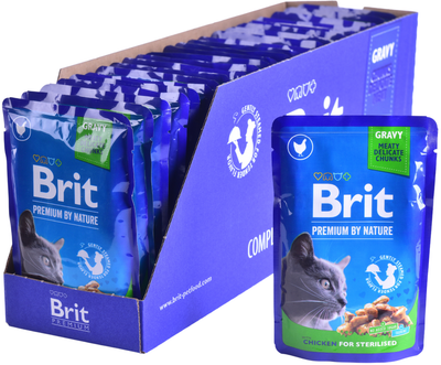 Вологий корм Brit premium для стерилізованих котів з куркою 100 г