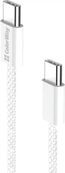 Кабель ColorWay Type-C - Type-C (braided cotton) (PD Fast Charging 60W) 3.0А 2 м Сірий (CW-CBPDCC068-GR)