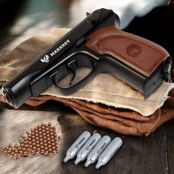 Пневматический пистолет Borner PM49 Blowback +4 шт СО2 + 500 шариков BB