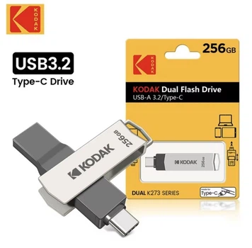 Высокоскоростной двухсторонний OTG USB - флеш - накопитель 256GB Kodak K273 с интерфейсом 3.2 Type-C Серый