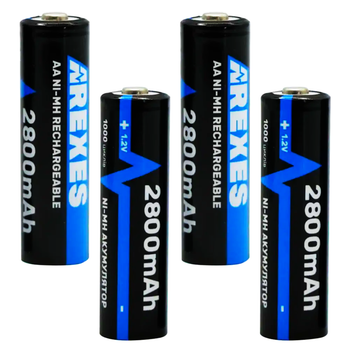 Акумулятор пальчиковий 4шт комплект АА на 2800mAh 1,2v / Багаторазова акумуляторна батарейка Arexes (L)