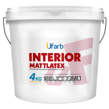 Фарба інтер'єрна для стін та стель акрилова Ufarb INTERIOR Mattlatex 4кг матова біла