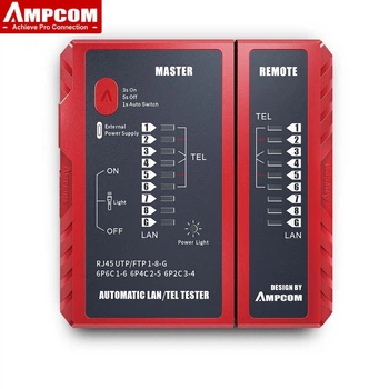Тестер для локальной сети AMPCOM RJ45/RJ11/RJ12/RJ14 Red (AMCSYXH)