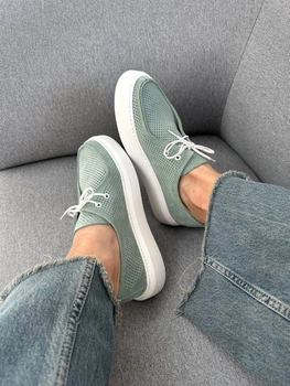 Жіночі мокасини ShoesBand М'ятного кольору натуральний нубук із перфорацією 38 (25-25,5 см) (S30001)