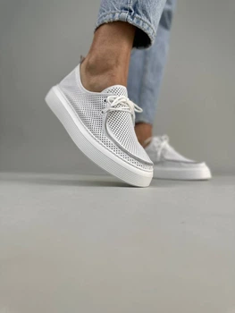 Жіночі мокасини ShoesBand Біла натуральна шкіра з перфорацією 39 (26 см) (S30001-1)