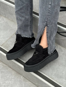 Лофери жіночі зимові ShoesBand Чорні натуральна замша 38 (24,5-25 см) (S94201-1з)
