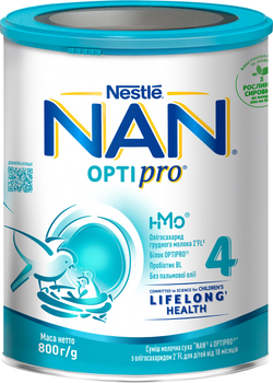 Суха молочна суміш Nestle NAN 4 Optipro з олігосахаридом 2'FL для дітей від 18 місяців 800 г (8445290860866)