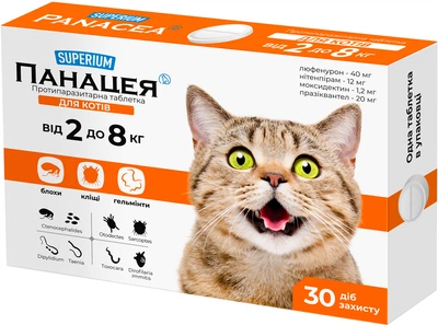 Протипаразитарні таблетки SUPERIUM Панацея для котів 2-8 кг (9127Collar / 4823089348759)