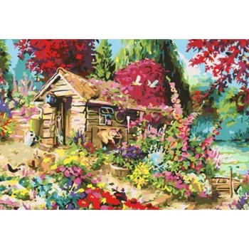 Картина по номерам 40х50 см DIY (без коробки) Старый домик в саду (RA5364_O)