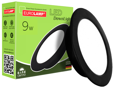 Світильник стельовий світлодіодний EUROLAMP LED 9W 4000K чорний (LED-DLR-9/4(new)(black))