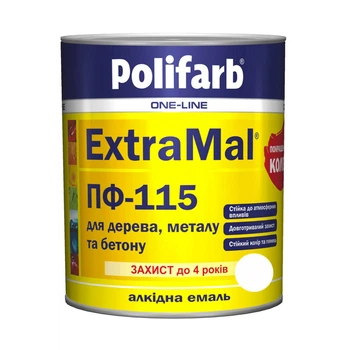 Эмаль алкидная Polifarb ExtraMal ПФ-115 белая 0,9 кг