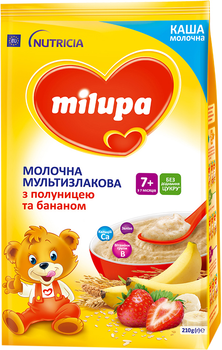 Каша молочна мультизлакова Milupa з полуницею та бананом для дітей від 7 міс 210 г (5900852058615)