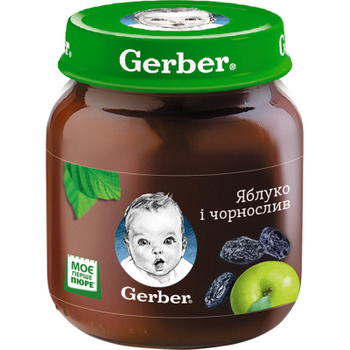 Фруктове пюре Gerber Яблуко і чорнослив з 6 місяців 130 г (7613033514951)