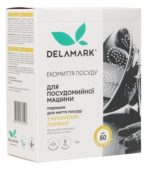 Порошок для миття посуду в посудомийній машині Delamark з ароматом лимона 1 кг (4820152332523)