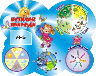 Стенд «Куточок природи» з рухомими стрілками 1000мм×800мм (Арт0316)
