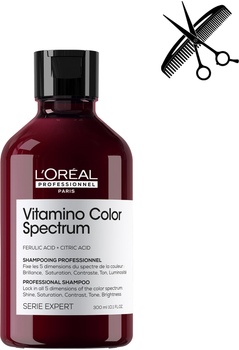 Професійний шампунь L'Oreal Professionnel Serie Expert Vitamino Color Spectrum Professional Shampoo для сяючого блиску та збереження 5 вимірів колірного спектра після фарбування волосся 300 мл (3474637268527)