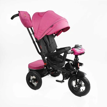 Дитячий триколісний велосипед Best Trike 6088 F інтерактивний надувні колеса 12" рожевий та чорна база 701-16