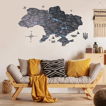 Міднайт Одношарова (2Д) мапа України 200x132 см Enjoy The Wood