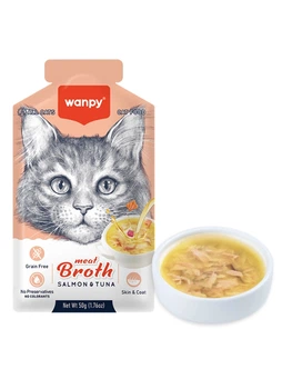 Влажный корм Wanpy Meat Broths Salmon & Tuna для кошек суп с лососем и тунцом 12 шт х 50 г
