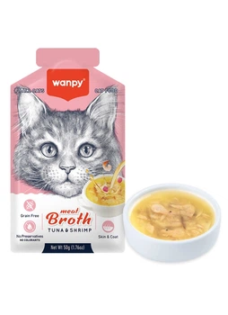 Влажный корм Wanpy Meat Broths Tuna & Shrimp для кошек суп с тунцом и креветками 12 шт х 50 г