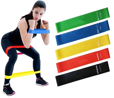 Резинка для фитнеса и спорта Fit4u (эластичная лента) набор 5 шт