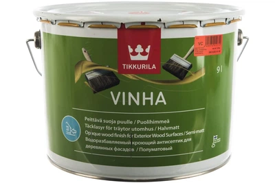 Краска для наружных деревянных поверхностей TIKKURILA VINHA (ТИККУРИЛА ВИНХА) 9л (VC), колеруется