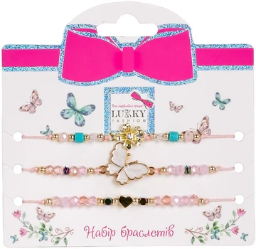 Набор Lukky Fashion из 3 браслетов с розовыми бабочками (T24604)
