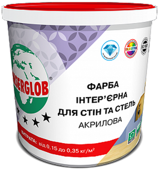 Краска интерьерная акриловая Anserglob для стен и потолков, 7 кг