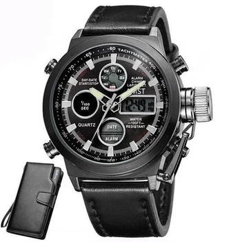 Подарочный набор мужские часы AMST AM3003 + кошелек Baellerry Black