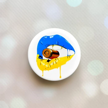 Держатель для смартфона / планшета попсокет Popsocket Белый :: Губы. Пуля (принт 264)