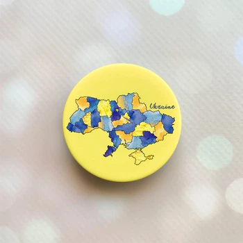 Держатель для смартфона / планшета попсокет Popsocket Желтый :: Карта. Украина (принт 261)