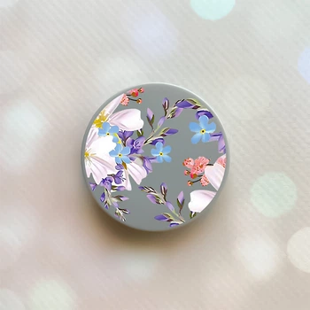 Держатель для смартфона / планшета попсокет Popsocket Серый :: Цветочный рисунок (принт 272)