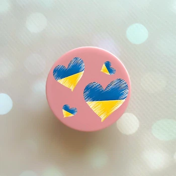 Держатель для смартфона / планшета попсокет Popsocket Розовый :: Сердечка Украина (принт 258)