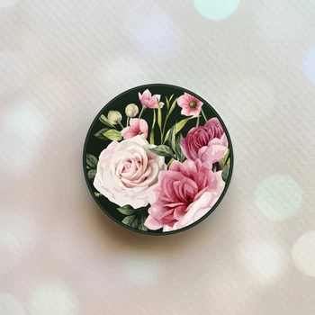 Держатель для смартфона / планшета попсокет Popsocket Черный :: Розовые цветы (принт 287)