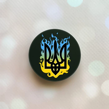 Держатель для смартфона / планшета попсокет Popsocket Черный :: Тризуб. Пламя (принт 257)