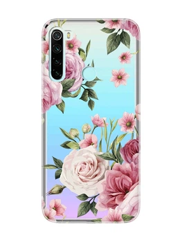 Прозрачный чехол на Xiaomi Redmi Note 8 :: Розовые цветы (принт 287)