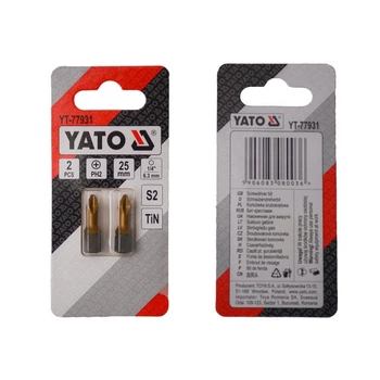 Насадка отверточная PH1 х 25 мм. HEX 1/4", покрытая титаном, 2 шт. YATO (YT-77931)