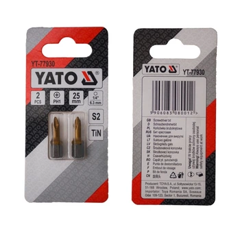 Насадка викруткова PH1 х 25 мм. HEX 1/4", покрита титаном, 2 шт. YATO (YT-77930)