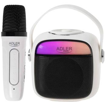 Портативна колонка Adler AD1199 Bluetooth/SD/USB/AUX з мікрофоном та функцією караоке White (5905575902382)