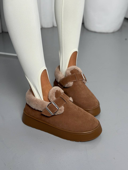 Женские зимние слипоны ShoesBand Рыжие натуральная замша 40 (25,5 см) (S57091-1з)