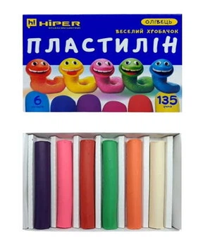 Пластилин карандаш «Веселый ХРОБОЧОК» 6 цветов 135 гр 566135