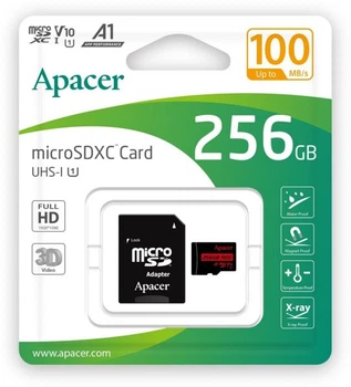 Карта пам'яті Apacer MicroSDHC 256gb uhs-i Class 10 + sd adapter (ap256gmcsx10ub-r)