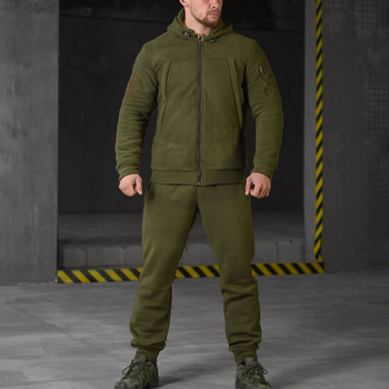 Флісовий спортивний костюм 7.62 Tactical кофта з капюшоном + штани олива розмір S