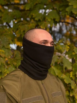 Зимний тактический флисовый бафф армейский теплый черный