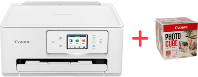 МФУ Canon PIXMA TS7640I with Wi Fi, duplex (6256C007AA)+ Фотобумага Canon Photo Cube + Frame + PP-201 5x5 Photo Paper Plus Glossy II 40 листов White/Blue