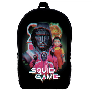 Рюкзак школьный Игра в кальмара (School Gear bag Squid Game 07) черный, 39 х 27 х 14 см
