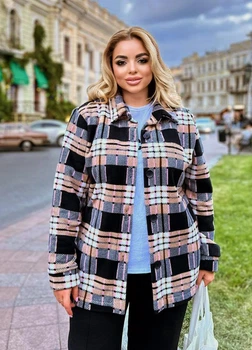 Жіноча тепла флісова сорочка 1124383 4XL (60-62) Клітина